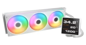 COUGAR Poseidon Vistek Pro 360 biela / Vodný chladič CPU / IPS displej / ARGB / 3x 120mm / Intel AMD (CGR-PSDVPRGB-W-360)