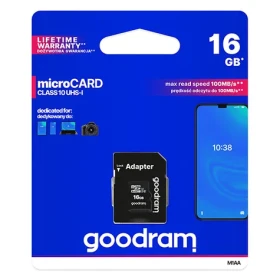 Goodram microSDHC 16GB + adaptér / Class 10 / UHS-I U1 / R: 100 MBs / W: 10 MBs (M1AA-0160R12)