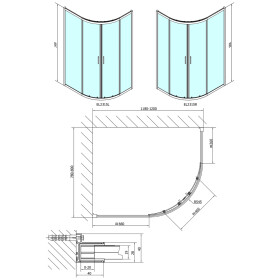 POLYSAN - EASY štvrťkruhová sprchová zástena 1200x800, L/R, číre sklo EL2315