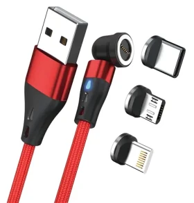 RealPower MagneticCharge3 červená / Magnetický nabíjací kábel USB-A / 3 A / 1 m / 6 adaptérov (439633)