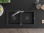MEXEN/S MEXEN/S - Mario granitový drez 2-bowly vrátane batérie Duo, čierna 6504-77-671701-07-B