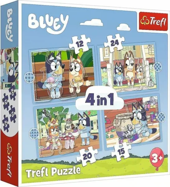 Trefl - Puzzle - Bluey a jej svet 4v1