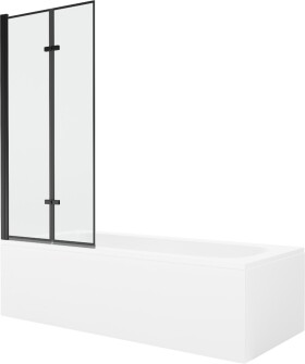 MEXEN/S - Vega obdĺžniková vaňa 180 x 80 cm s panelom + vaňová zástena 80, čierna vzor 550118080X9208027070