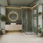 REA/S - Sprchovací kút City 90x90 Brush Copper So sprchovou vaničkou Savoy KPL-K6984