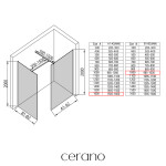 CERANO - Sprchová zástena Walk-in Onyx TL/P - 8 mm - hranatá vzpera + polička/držiak na uteráky - čierna matná, bronzové sklo - 160x100x200 CER-689620