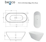 BESCO - Voľne stojaca vaňa MOYA biela lesklá - Farba - Biela lesklá, Farba sifónu - Biela, Rozmer vane - 160 × 68 cm VANMOYA160WC