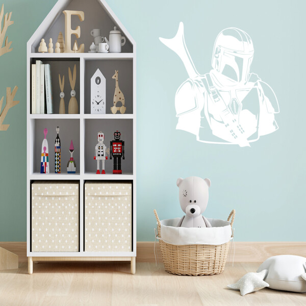 Veselá Stena Samolepka Mandalorian Star Wars Farba: bílá, Veľkosť: 60 x 58 cm