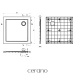 CERANO - Sprchová vanička štvorcová Brio - SMC/minerálny kompozit - štruktúrovaná biela - 80x80x4 CER-679500