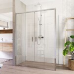 Mereo Sprchový kout, Lima, obdélník, čtyřdílné, zasunovací, 150x90 cm, chrom ALU, sklo Čiré CK89423K