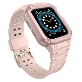 Hurtel puzdro s remienkom Apple Watch 42/44/45mm ružová / Ochranný kryt s remienkom