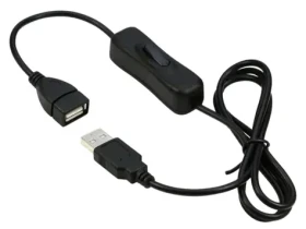 PremiumCord USB 2.0 čierna / Predlžovací kábel / s vypínačom / AA / 1 m (kupaasw1)