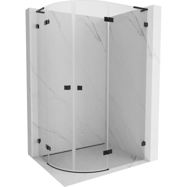 MEXEN/S - Lunar L sprchový kút štvrťkruh krídlový pravá 90 x 70, transparent, čierna 833L-090P-070L-70-00