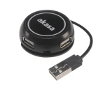 Akasa USB hub 2.0 Connect4C 4-IN-1 / 4X USB-A 2.0 (AK-HB-19BK)