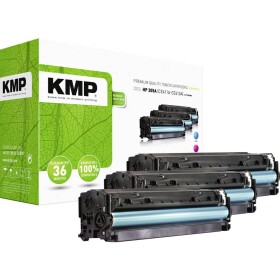 KMP H-T196 CMY toner kombinované balenie náhradný HP 305A, CE411A, CE412A, CE413A zelenomodrá, purpurová, žltá 3400 Seiten kompatibilná náplň do tlačiarne; 1233,0030