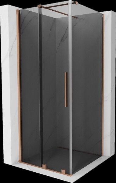 MEXEN/S - Velár sprchovací kút, posuvné dvere 100 x 100, grafit, meď kartáčovaná 871-100-100-41-65