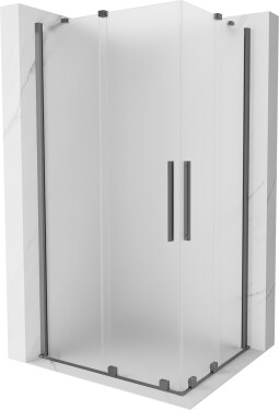 MEXEN/S - Velar Duo sprchovací kút, posuvné dvere 100 x 90, dekor, grafit metal 871-100-090-32-95