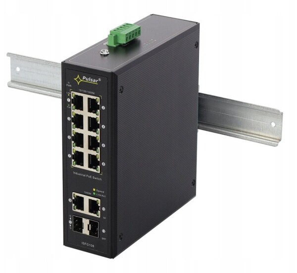 Pulsar ISFG108 Switch przemysłowy PoE (8xPoE,