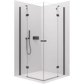 CERANO - Sprchovací kút Marino Duo Ľ/P - 6 mm - čierna matná, transparentné sklo - 110x90x190 - pántový CER-480205