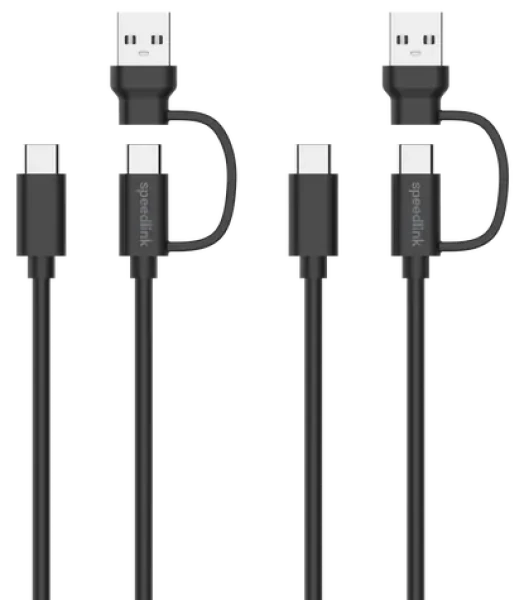 Speed Link Stream / Sada nabíjacích káblov / USB-C a USB-A na USB-C (SL-460101-BK)