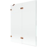 MEXEN/S - Lunar vaňová zástena 2-krídlová ľavá 130 x 150, transparent, ružové zlato 897-130-100-60-00-L