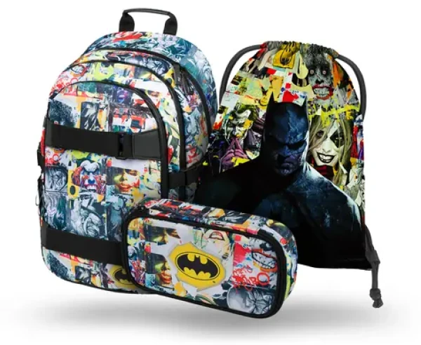 BAAGL SET 3 - Školský set Skate Batman Comics / batoh / etue / sáčok (A-32000)