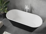 MEXEN/S - Flavia voľne stojaca vaňa 150 x 75, biela/čierna, sifón a prepad biela 54031507575-20