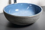 SAPHO - PRIORI keramické umývadlo na dosku Ø 41 cm, modrá/sivá PI020