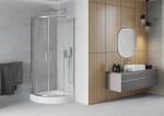 MEXEN/S - Rio štvrťkruhový sprchovací kút 70 x 70, transparent, chróm + vanička Rio 863-070-070-01-00-4710