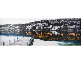 Obraz na plátne Krajina 150x50 cm, čiernobiela/farebná%