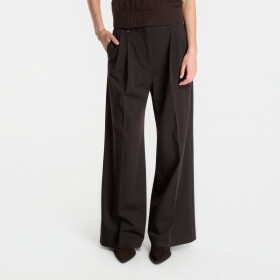 Kalhoty Tommy Hilfiger Viscose Blend Wide Leg Chocolate 40