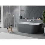 MEXEN - Oval Slim voľne stojaca vaňa nástenná 170 x 80, biela/sivá, bez krytky prepadu a zátky 52661708062-SS