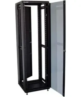 Xtendlan 42U/600x600 čierna / Stojanový rozvádzač / 19" / 600x600 mm / Sklenené dvere / Plný chrbát (ECO-42U-66-BLACK-S)