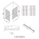 CERANO - Sprchová zástena Walk-in Crystal TL/P - 8 mm - bezvzperový systém + polička/držiak na uteráky - chróm, ryhované sklo - 90x80x200 CER-8050BD6550