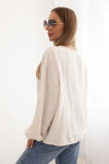 Dámska blúzka s viskózou, výstrihom a zdobením béžová UNI