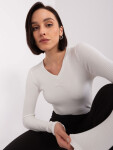 Ecru vypasovaná basic halenka s dlouhým rukávem BASIC FEEL GOOD L / XL