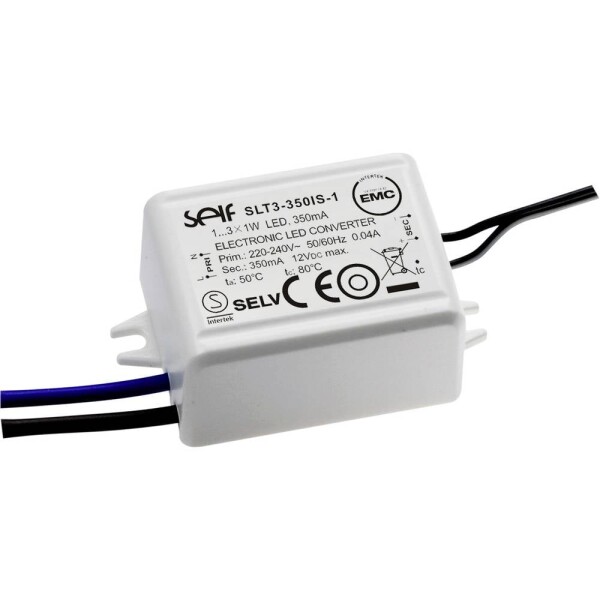 Self Electronics SLT3-350IS-1 LED driver konštantný prúd 3.15 W 350 mA 3.0 - 9.0 V/DC schválenie nábytku, bez možnosti stmievania, ochrana proti prepätiu,; SLT3-350IS-1