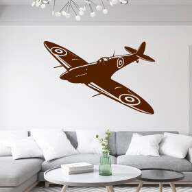 Veselá Stena Samolepka Stíhačka Supermarine Spitfire Farba: hnědá, Veľkosť: 40 x 26 cm