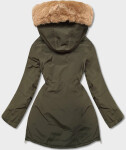Dámska zimná bunda parka v khaki farbe (CAN-588) odstíny zelené M (38)