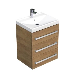 Kúpeľňová skrinka s umývadlom SAT Cube Way 60x76,5x46 cm dub Hickory CUBE46603DHVER CUBE46603DHVER