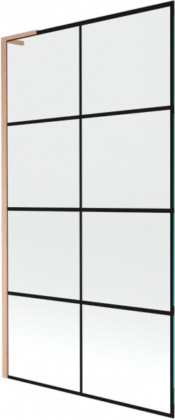 MEXEN/S - Next L vaňová zástena FIX 100 x 150, čierna vzor, meď kartáčovaná 895-100-000-03-77-65