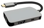 PremiumCord USB-C na HDMI + RJ45 + PD adaptér / Adaptér / HDMI + RJ45 + Power Delivery / hliníkové púzdro (ku31dock18)