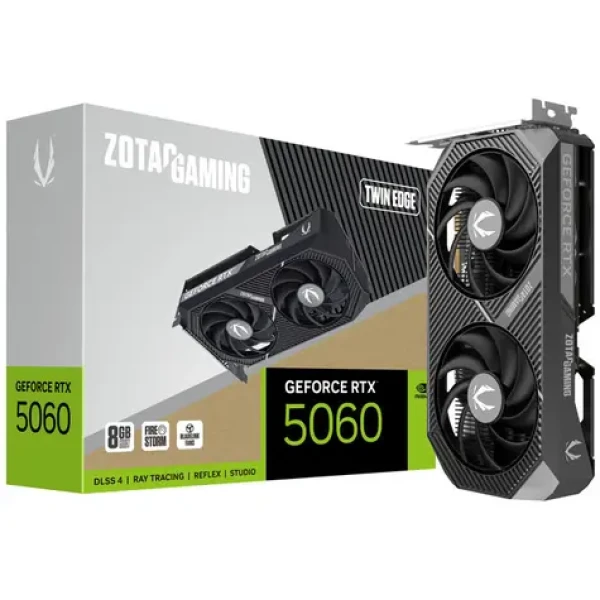 Zotac GAMING GeForce RTX 5060 Twin Edge 8GB / 2280-2497GHz / 8192 MB GDDR7 / 128bit / 1x HDMI + 3x DP / 550W (8) (ZT-B50600E-10M)