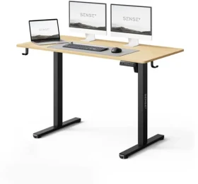 SENSE7 NOJO LIGHT Pracovný stôl čierna-borovica / elektricky nastaviteľná výška / 120 x 60cm / nosnosť 70kg (5902659847959)