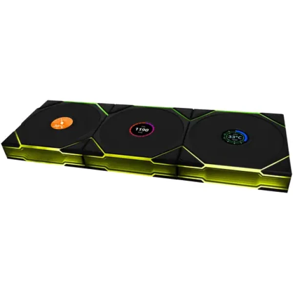 Lian Li UNI FAN TL Wireless LCD Fan 3ks čierna / 120mm / Fluid Dynamic Bearing / 27 dB @ 1900 RPM / 62 CFM / 4-Pin (12TLLCD1W3B)