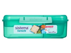 Sistema Lunch Bento Delený desiatový box s nádobou na jogurt a 2 tácky 1.65 l mätová (8592001419513)