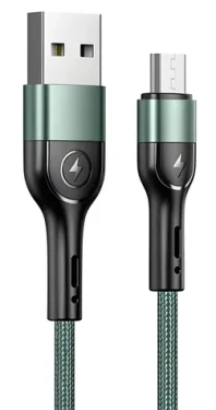 USAMS U55 SJ450 zelená / Dátový kábel / Micro USB / Pletený / 1 m / 2A (SJ450USBSG02)