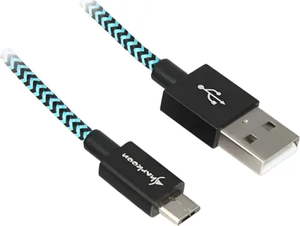 Sharkoon USB-A - micro USB kábel čierna, svetlo modrá / Nabíjací a synchronizačný kábel / 0,5 m (4044951027071)