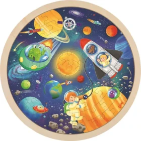 GOKI Okrúhle drevené puzzle Vesmír
