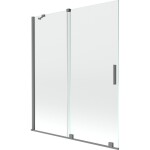 MEXEN/S - Velár dvojkrídlová posuvná vaňová zástena 140 x 150, transparent, grafit metal 896-140-000-01-95