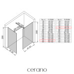 CERANO - Sprchová zástena Walk-in Onyx TL/P - 8 mm - hranatá vzpera + polička/držiak na uteráky - čierna matná, bronzové sklo - 150x70x200 CER-689611